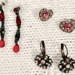 Rhinestone earrings - 3 Pair